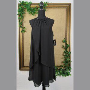 SLNY Split Front Halter Dress